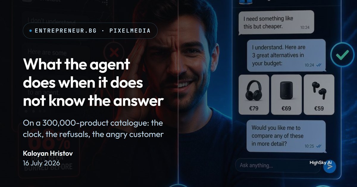 The HighSky AI agent chat interface answering a product question