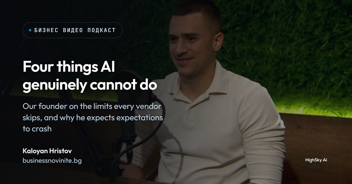 Kaloyan Hristov of HighSky AI recording a business podcast on the limits of AI